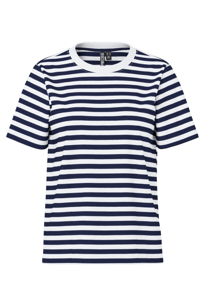 PCRIA SS TEE STRIPES JRS NOOS BC 17146339 Maritime Blue/BRIGHT WHITE
